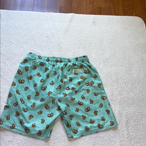 Aqua Pretzel Pattern Men's Swim Trunks - Picture 8 of 11